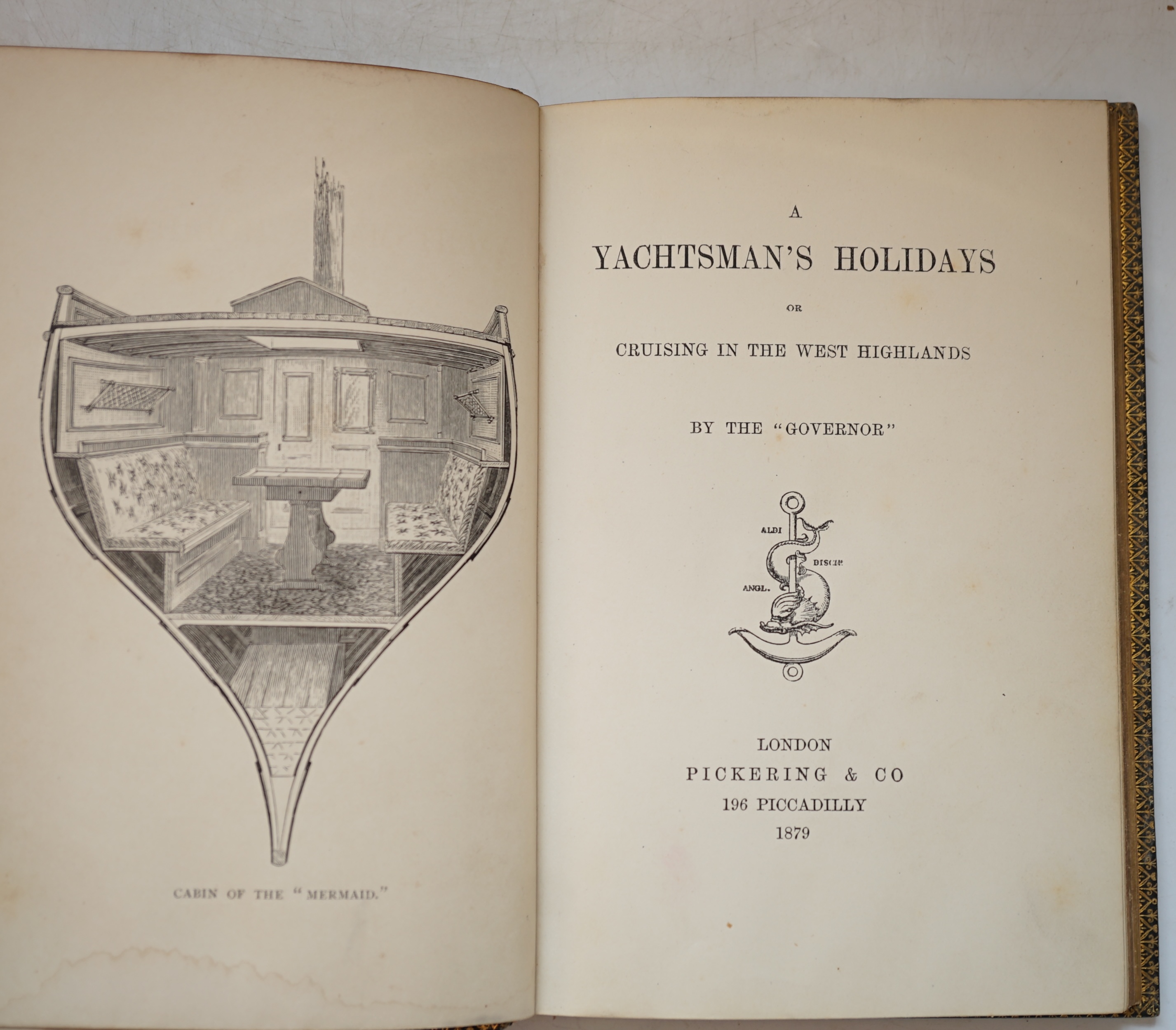 [Inglis, John]. A Yachtsman's Holidays or Cruising in the West Highlands, by the 'Governor', 1st edition, 8vo, fine dark green morocco gilt binding, with marbled endpapers, engraved frontispiece, 6 engraved plates, Picke